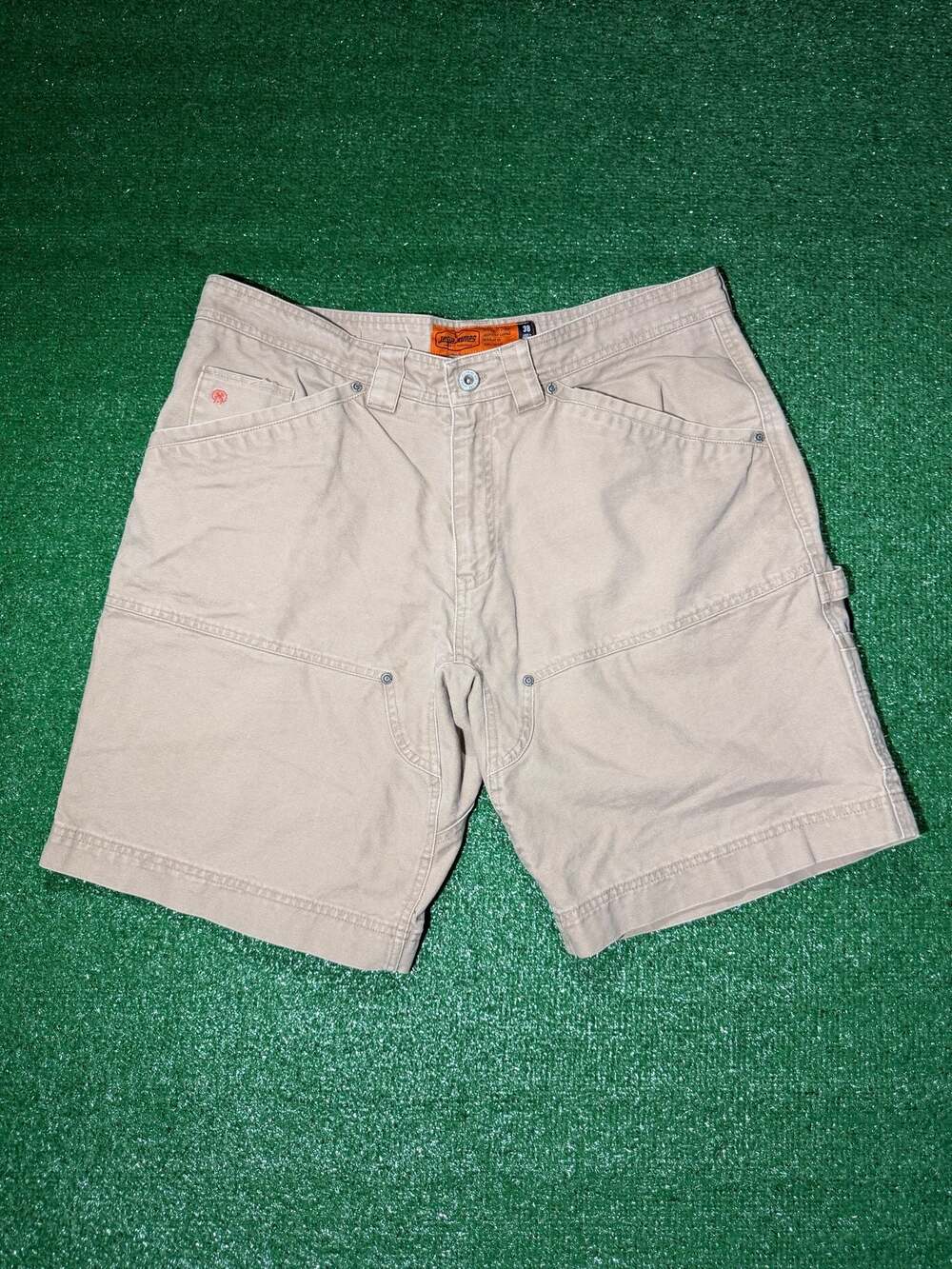 Jesse James Industrial Workwear Washed Duck Canvas Carpenter Shorts Size 38